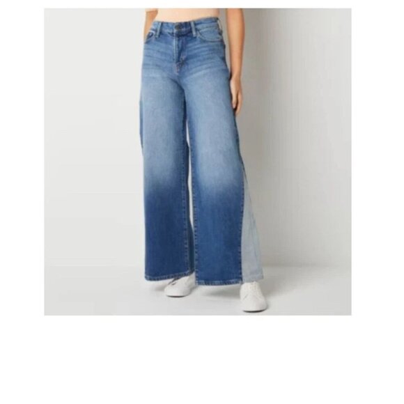 A.N.A. Size 8 High-Rise Wide Leg, Two Tone Kick Pleat Denim Jeans. New With Tags - Picture 2 of 7